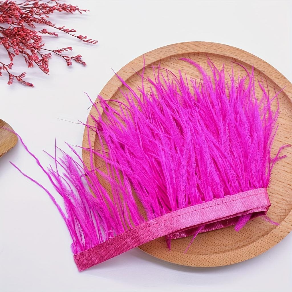 1Meter Real Pink Ostrich Feather Fringe 8-10CM Fluffy Feather Tassel Trim for Clothing Sewing DIY Dress Decoration Accessories