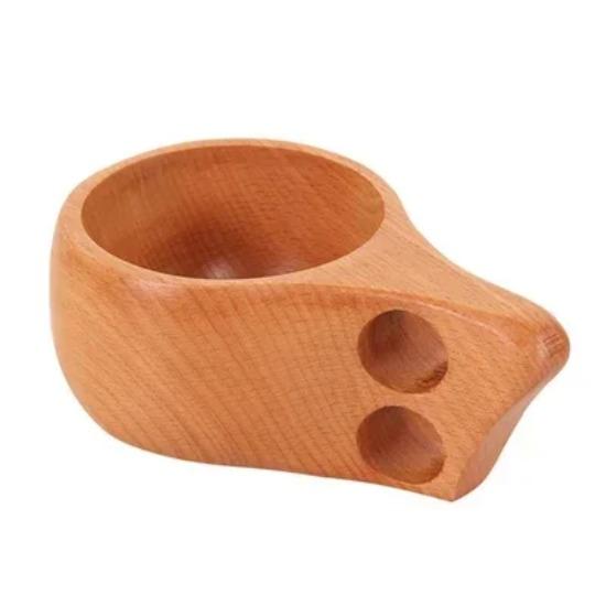 Nordic Style Wooden Camping Cup Beech Wood Cup Outdoor Hiking Backpack Cup Tea Coffee Mug Portable Travel Wooden Mug Drinkware