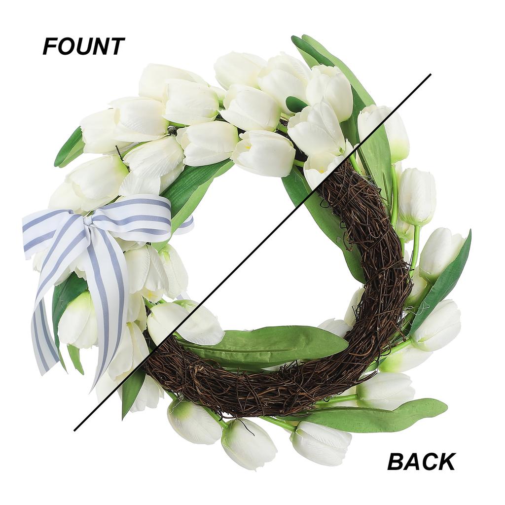 Artificial Flowers Tulip Wreath White Spring In The Summer Wedding Decoration Wall Hanging Home Party Simulation Garland