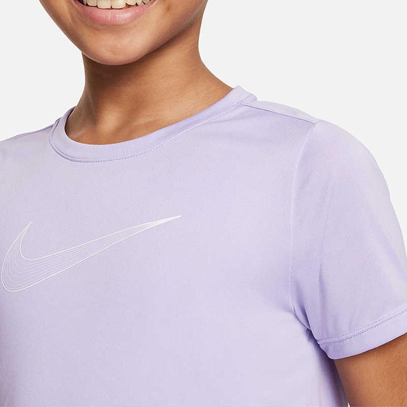 Nike Camiseta de Cuello Redondo con Logo Estampado para Niños Tops Morado Claro DD7639-515