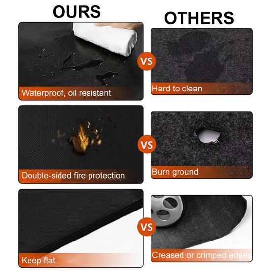 Yousheng Fireproof Pit Mat for Stove BBQ Heat Mat Round Square 3-Layer Fireproof Tabletop Mats for Outdoor BBQ Air Fryer Grill Mats