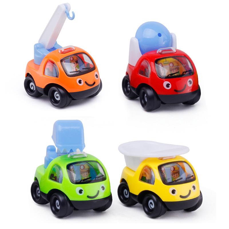 Cartoon Pull-Back Car Inertia Coasting Q Version Construction Vehicle Car Model Early Education Gift Toy