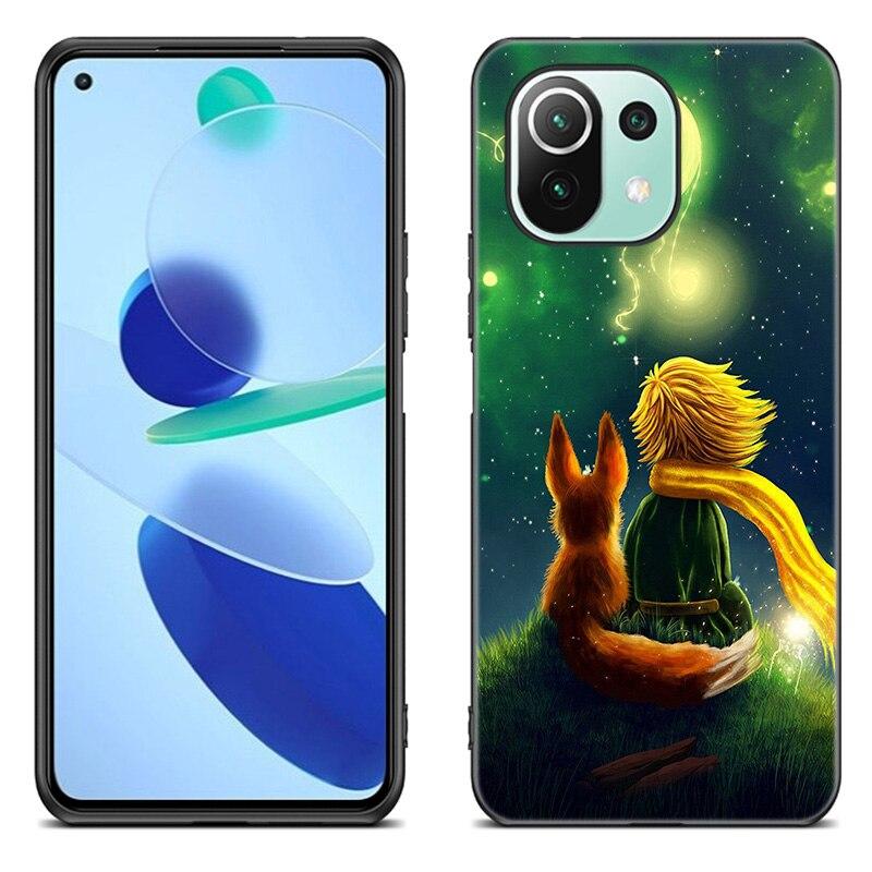 The Little Prince Fox Case For Xiaomi Mi 11 Lite NE 11i 10T 11T Pro A2 A3 Lite POCO F3 M3 M4 C31 X3 Pro NFC GT Black Soft Cover