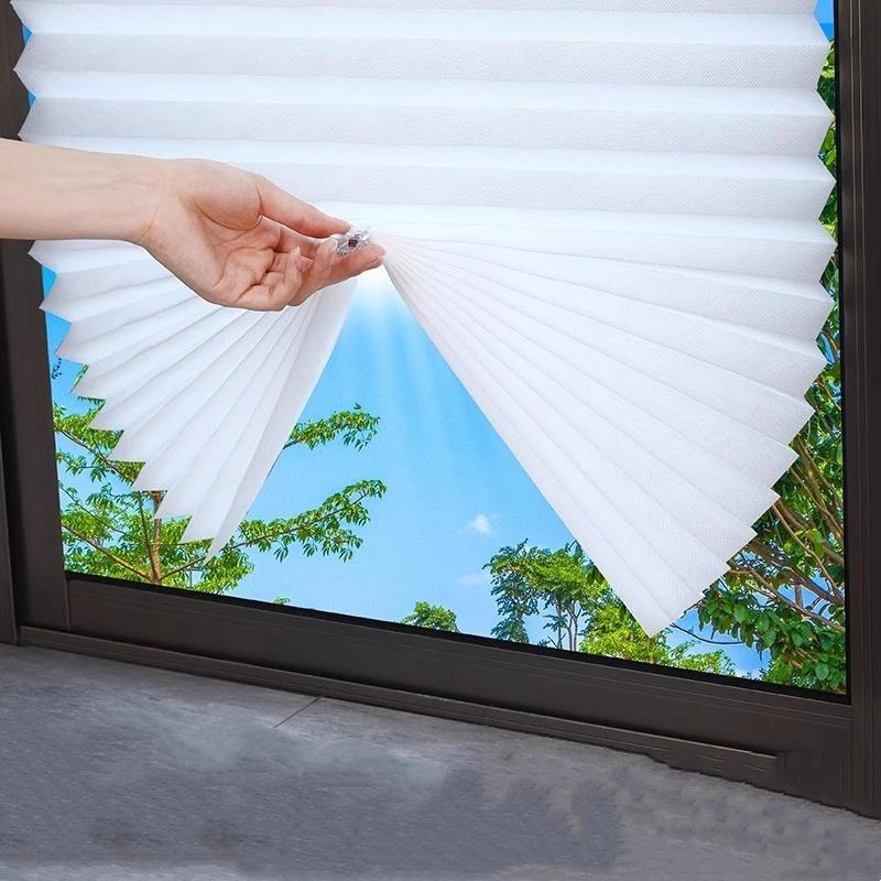 Pleated Window Blinds Temporary Window Shades Cordless Light Filtering Pleated Paper Shades Room Darkening Blind for Home Office