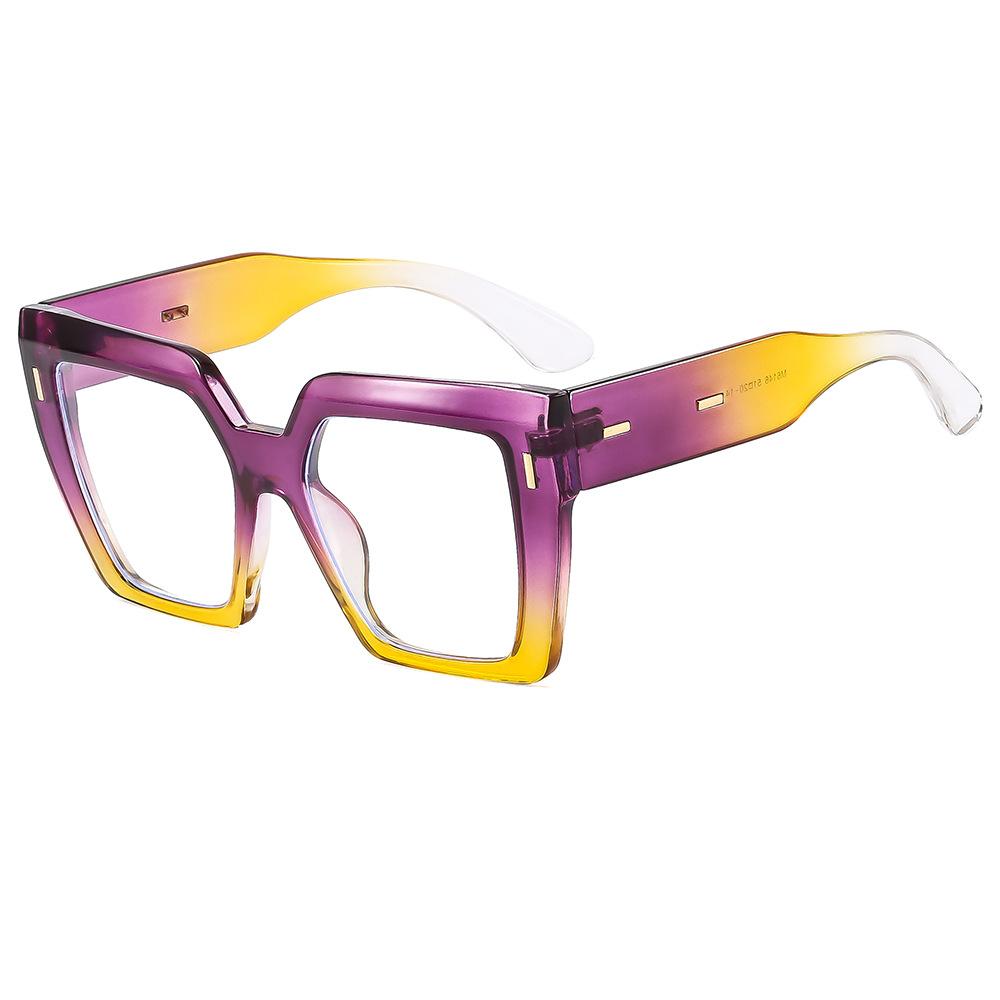 Vintage Uv400 Protection Wide Leg Plain Glass Spectacles Square Gradient Shades Sunglasses for Women Pc Unisex Uv400 Sunglasses