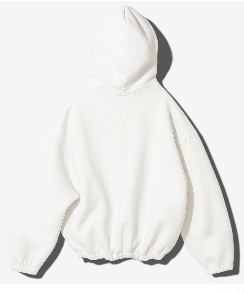 Stoneheart String Mid Length Hoodie - White