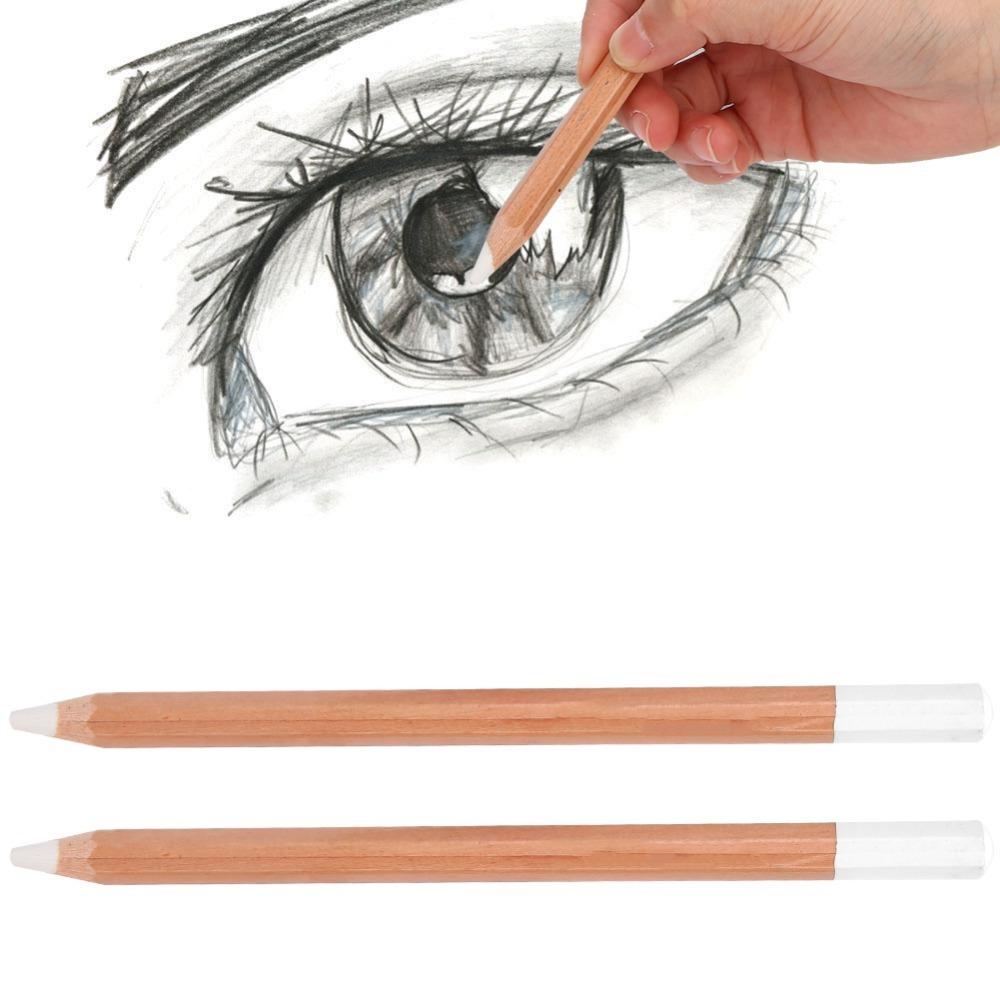 2PCS 6.9in White Charcoal Pencil Wood High Coverage Core Art Drawing Tool Easy Blending Smooth Marking Art Drawing Pencil