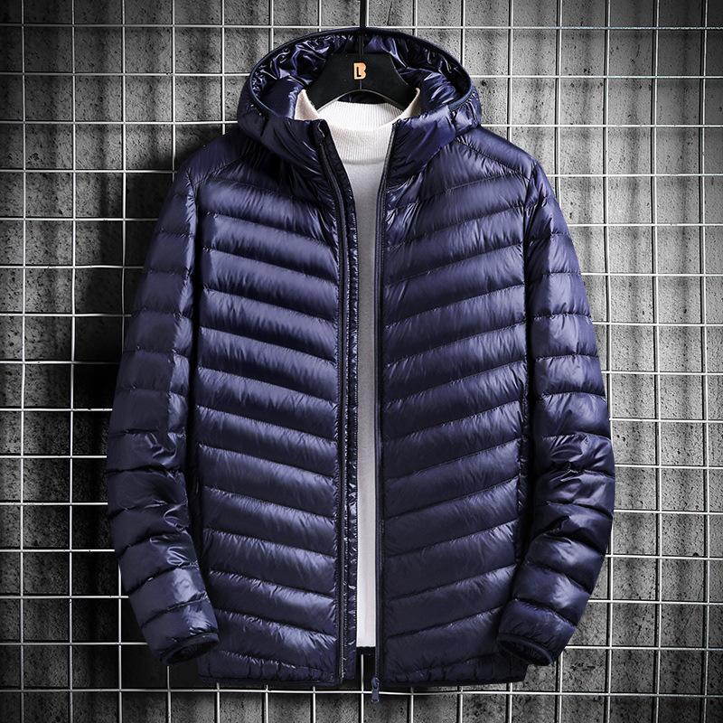 Men's Hooded Padded Jacket Korean Version of Youth Short Light Padded Jacket Large Size Men's Padded Jacket