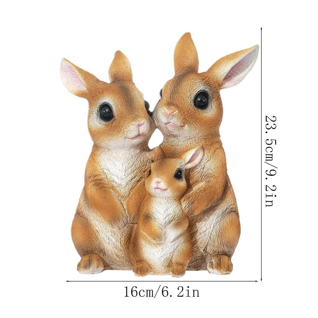 Families Of Three Rabbits Ornament Bunny Statue Outdoor Small Resin Ornaments Neutral Decoration For Door Home Landscaping