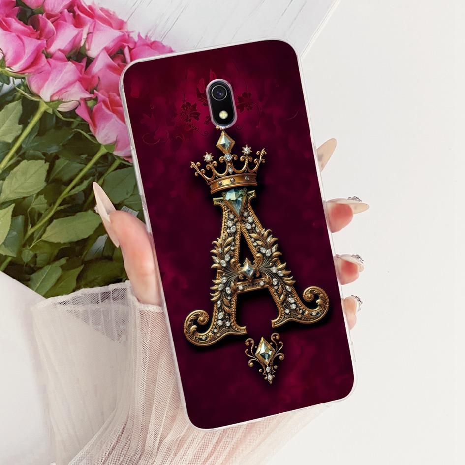For Xiaomi Redmi 8 8A Pro Case Fashion A Z Initial Letters Soft Silicone Back Cover  For Xiomi Redmi8 8ADual Redmi8a Phone Shell