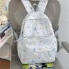 Cute Bow Tie Print School Backpack Lightweight Nylon Zipper Daypack with Front Pocket for Teen Girls Daily Travel