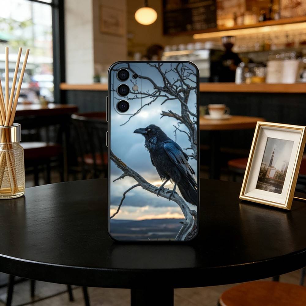 

crow Phone Case For Samsung S25,S24,S21,S22,S23,S30,Ultra,S20,Plus,Fe,Lite,Note,10,Black Cover Samsung S23ULTRA5G
