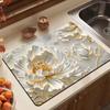 Floral Dish Drying Mat Absorbent Kitchen Drying Mat Reusable Washable Dish Drying Pad Non-slip