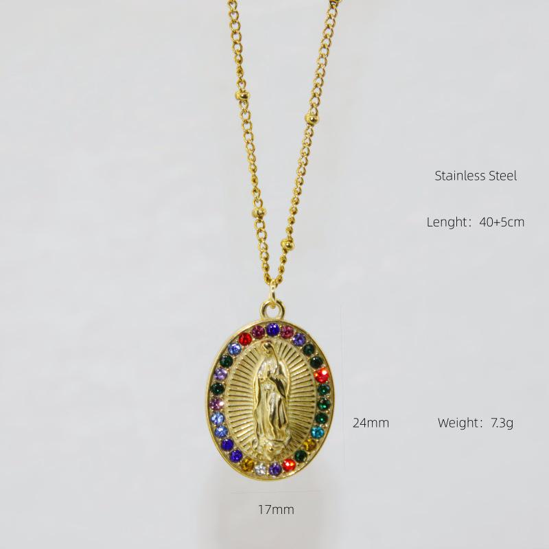 Virgin Mary Zircon Clavicle Necklace - European & American Fashion, Titanium Steel Jewelry
