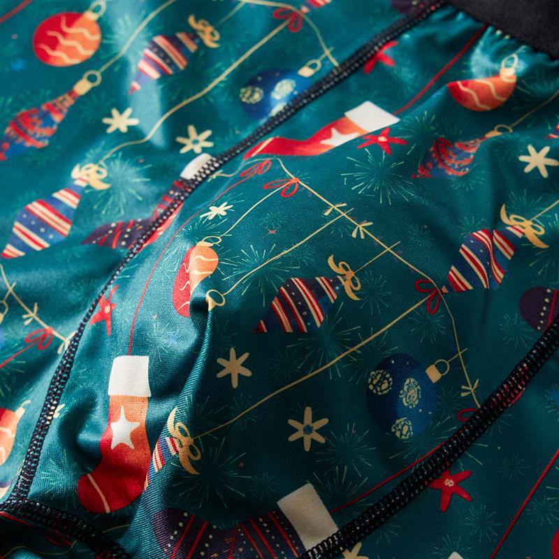 Men's European & American Christmas Boxer Briefs - Breathable, Comfortable, Festive Long-Leg Sports Underwear