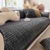 Thicken Stripe Flannel Quilting Anti-Slop Sofa Cover, Simplized Design Sofa Seat Pad Multiuse Washable Sofa Towel