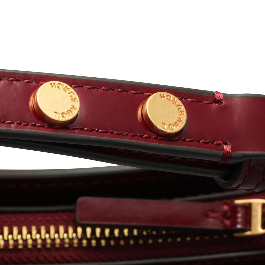 Tory Burch Emerson Minimalist Casual Zipper Leather Crescent Bag Women Handbags Burgundy 147940-627