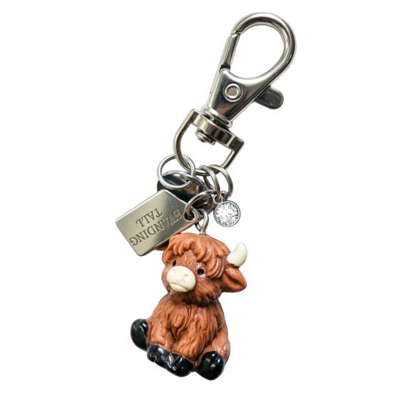 

Keychain Pendant Highland Cow Keychain 3D Baby Cow Charm Keyring with Birthstone Lightweight Inspirational Accessory April