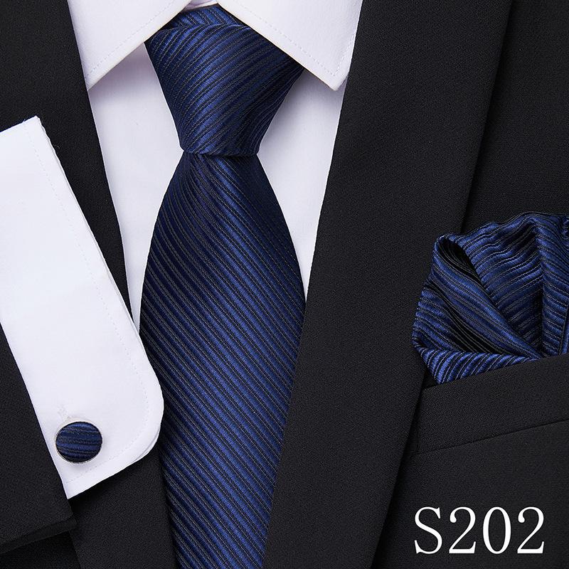 Men's Business Formal Tie Set: Includes Tie, Pocket Square & Cufflinks for Evening Parties. Fashionable & Popular.