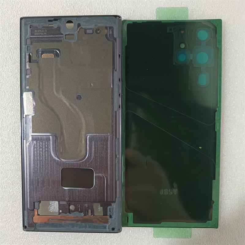 Middle Frame +Glass Battery Back Cover with Camera Lens for Samsung Galaxy S22 Ultra S908B