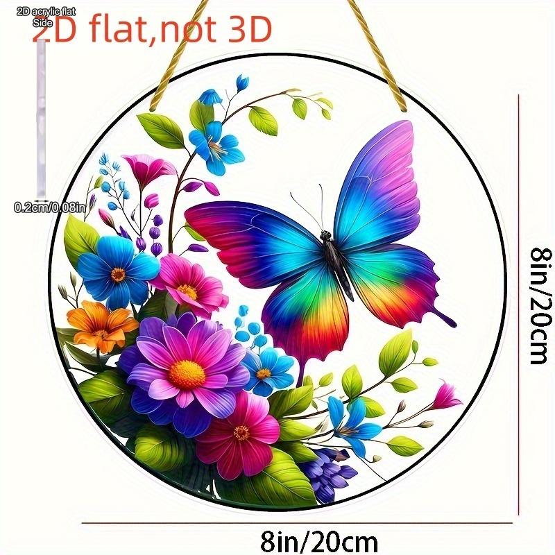 1pc Vibrant Butterfly & Floral Acrylic Suncatcher - Bohemian Style Window Art Decor, Colorful Room, Garden, Wall & Home Decoration  