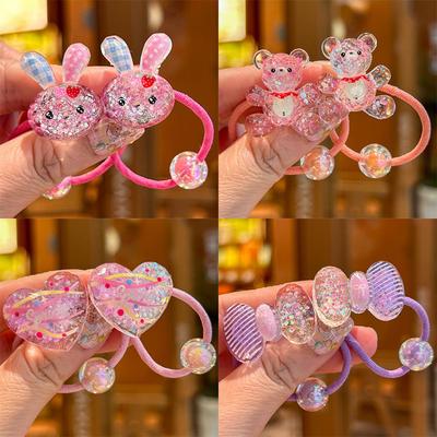 2PCS New Sparkling Night Light Rabbit Girls Elastic Hair Bands Hair Accessories Children Hair Ties Baby Headwear