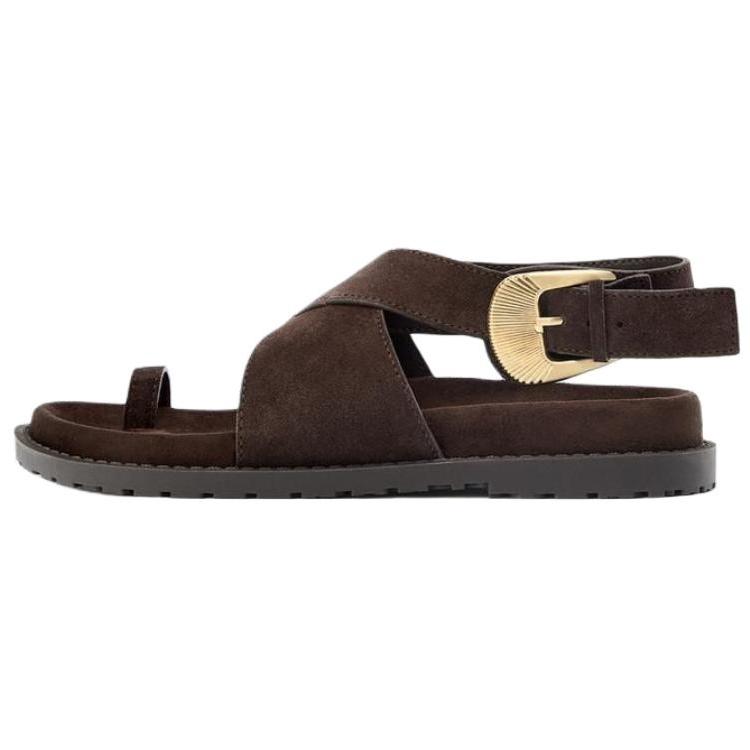 Zara Fashionable Open-Toe Strap Sandals Women Sandals Brown 3608610700