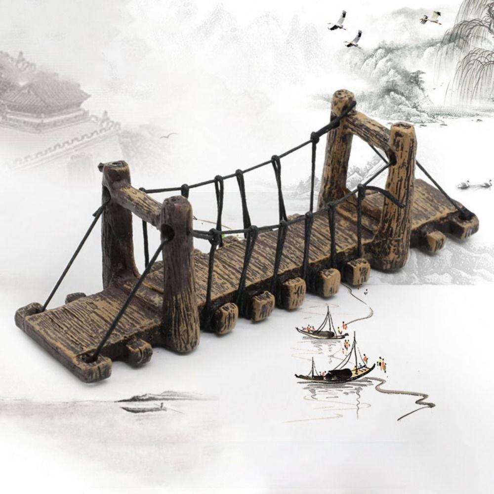 

Decorative Resin Suspension Bridge Simulation Rope Tied Suspension Bridge Turtle Tank S