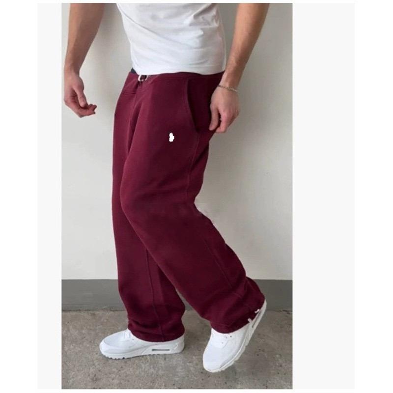 Pantalones de Chándal Casuales FlowStreet para Hombre y Mujer Streetwear Pantalones de Chándal Sueltos Pantalones de Pierna Ancha Logo de Pony Otoño Invierno