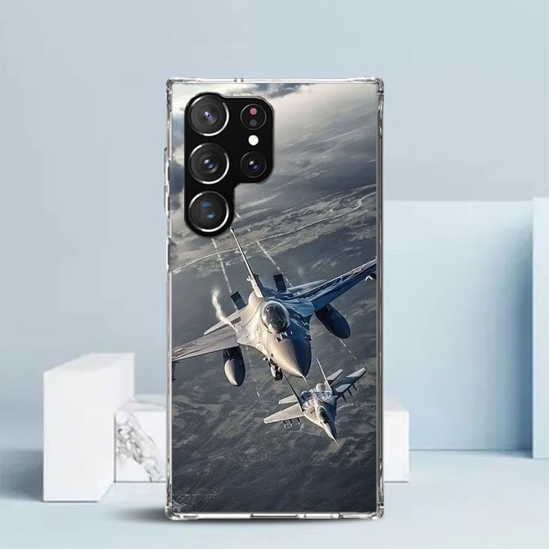 Military Aircraft Warship Fighter Phone Case For Samsung Galaxy S24 S25 Edge S26 Ultra S22 S23 Plus S21 + S20 FE Soft TPU Back C
