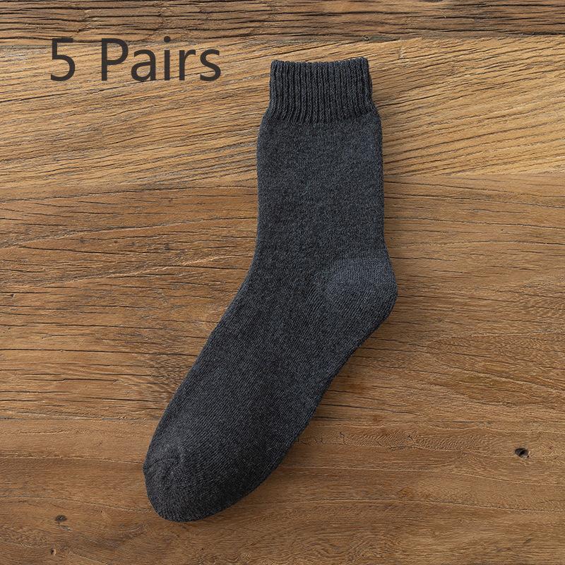 5 Pairs of Thickened and Fleece Warm Loop Socks, Mid-calf Sweat-absorbing and Breathable, Suitable for Both Men and Women, Versatile Towel Socks