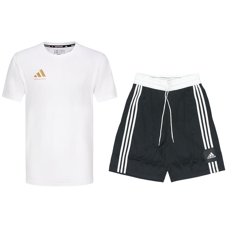 

Adidas Round Neck Pullover Short Sleeve Printed Striped Drawstring Shorts Casual Sports Set Unisex sets ADICLTS24CTK-WG+FT5879 XL