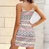 Summer New Retro Geometry and Lines  Patterns  Print Sleeveless Bodycon Dress with Pockets Sexy Slim Fit Elegant Party Dress