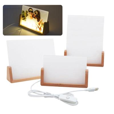 Sublimation Acrylic Photo LED Light Heat Frame with Press DIY Wooden Stand LED