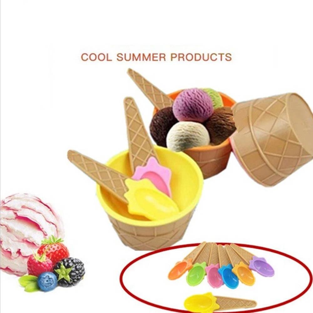 1/4Pcs Vibrant Colors Ice Cream Bowls and Spoons Set Includes Sundae Kit for Summer Holiday Parties Ice Cream Bowl Gift Decor 4