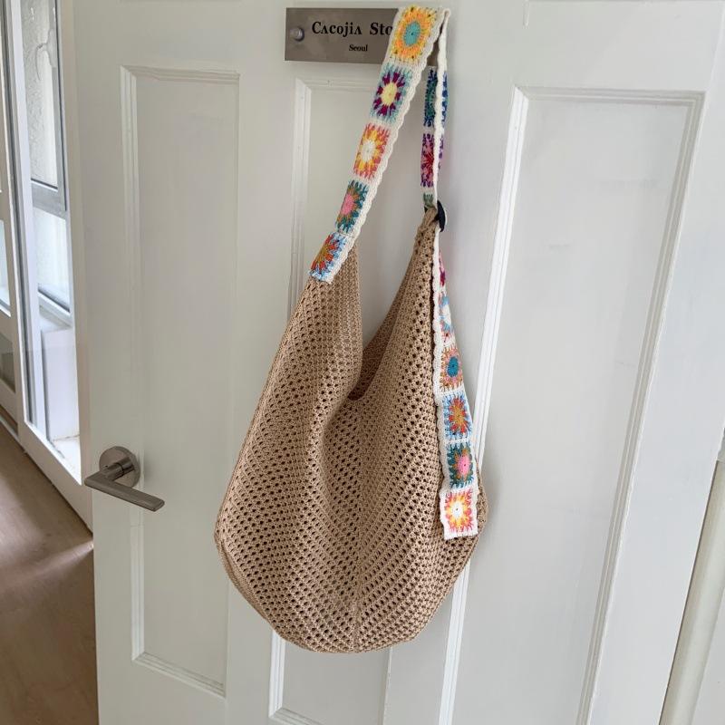 

Ленивый ветер полый вязаный крючком мешок 2025 лето новый популярный на плечо сумка-тоут отпуск пляжная сумка хаки