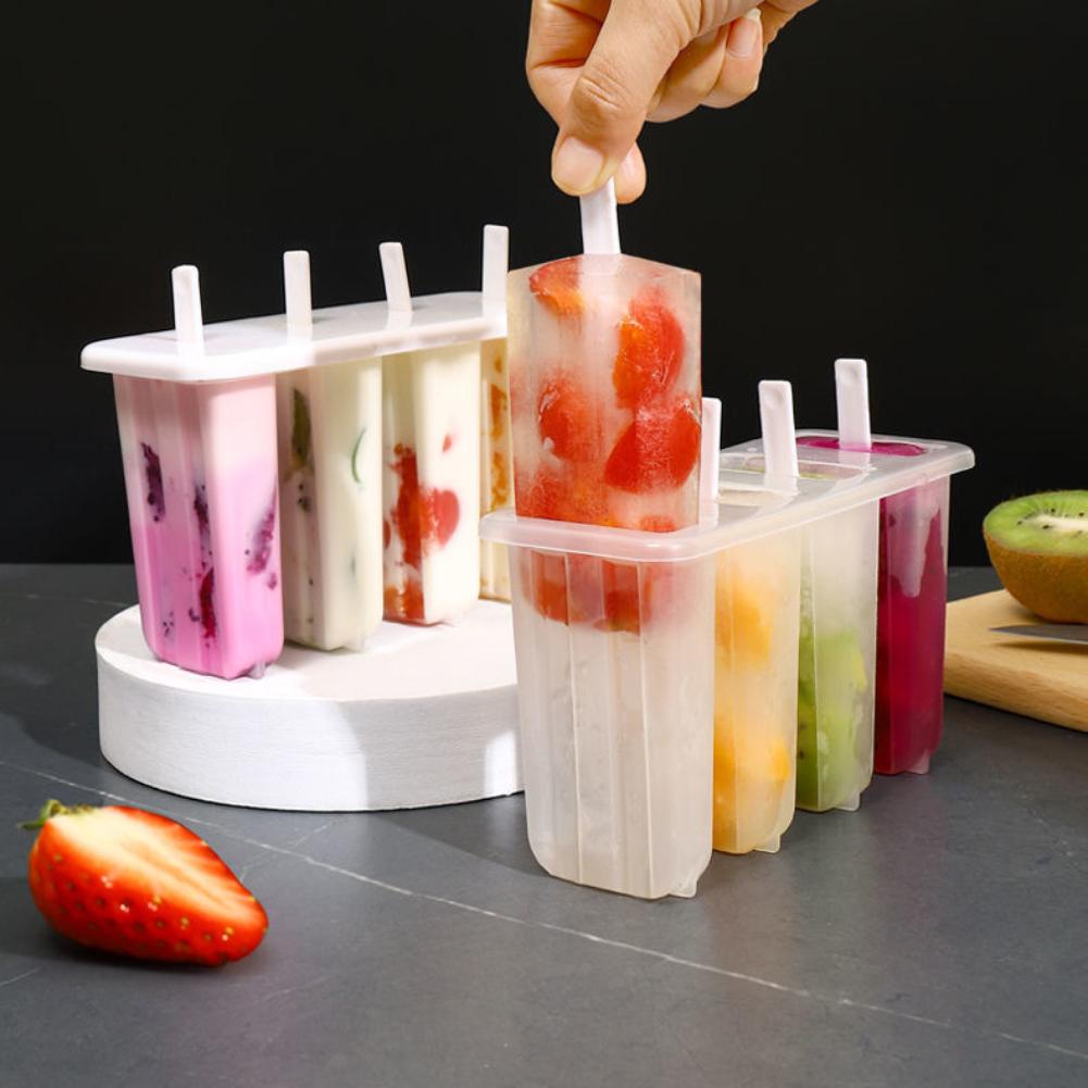 4-Link Old Popsicle Mold With Lid Home Made Homemade Mung Bean Popsicle Homemade Ice Cream Frozen Ice Cream Molds
