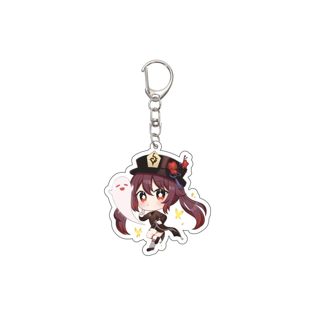 55MM Anime Genshin Impact Keychain Hu Tao Key Chain Acrylic Model Plate Christmas Gifts