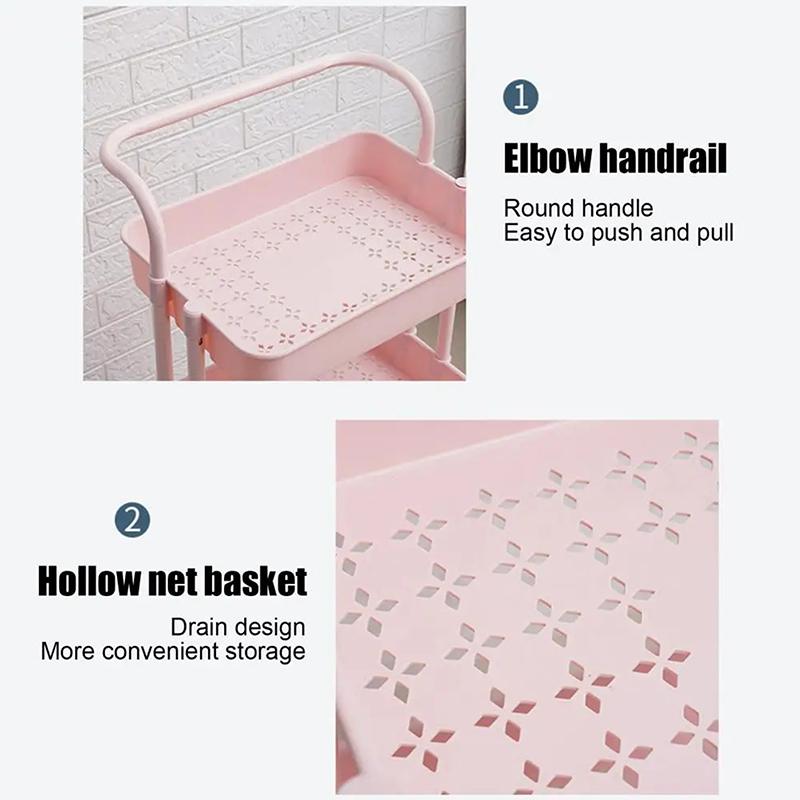 Rolling Cart With 4 Wheels Large Capacity Strong Load-Bearing Rolling Storage Cart With Handle Multifunctional Storage Shelves