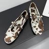 Fashion Round Toe Leopard Mary Jane Shoe Women Elegant Shallow Buckle Ballet Flats Comfort Soft Sole Designer Shoe Zapatos Mujer