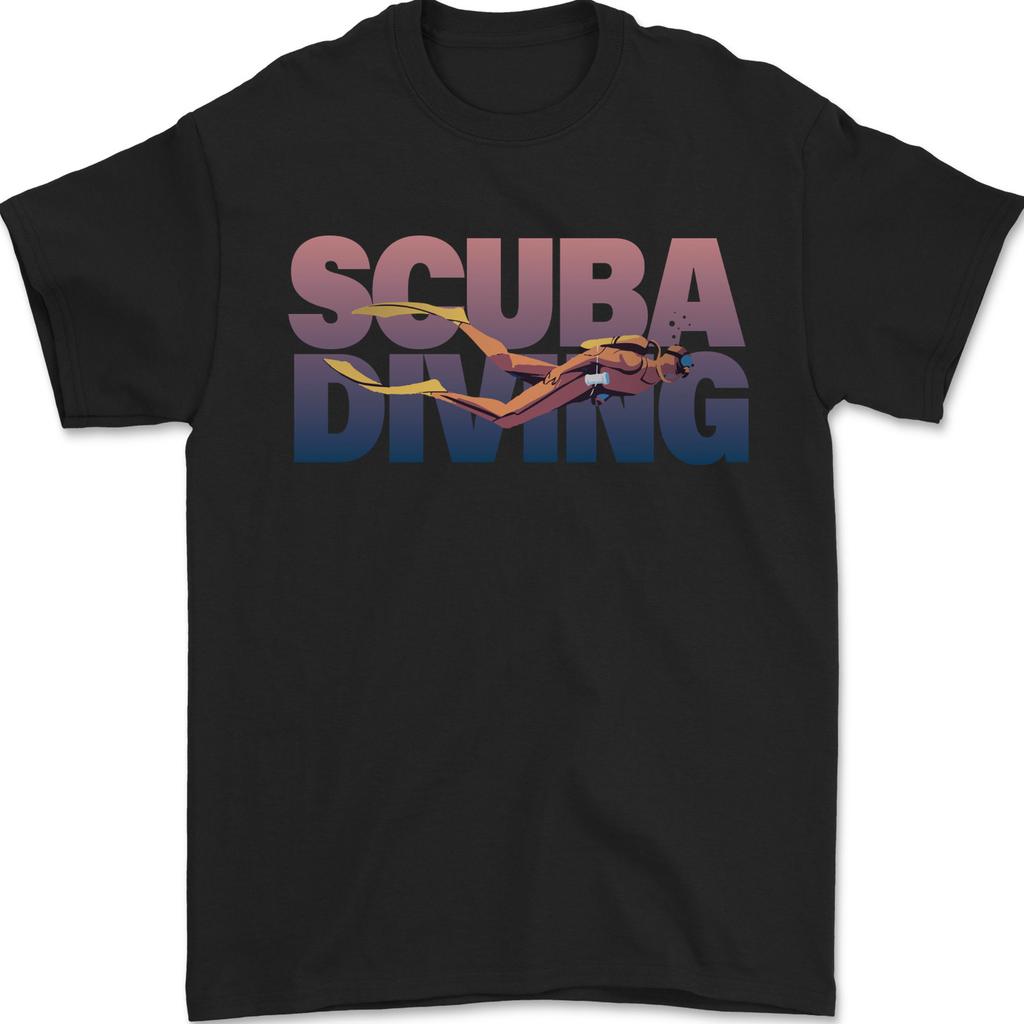 Scuba Diving Silhouette Diver Mens T-Shirt 100% Cotton