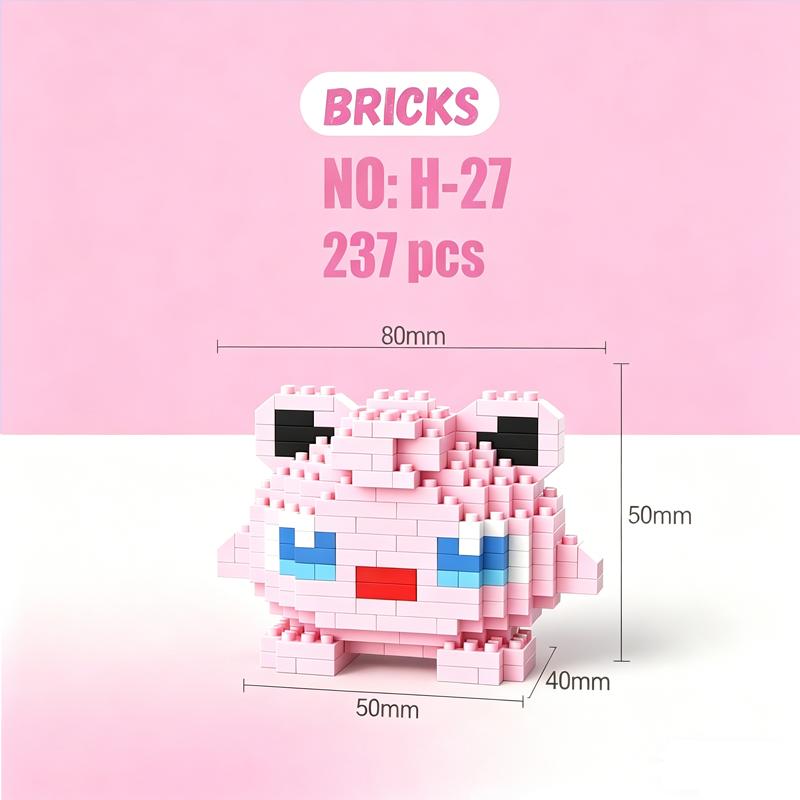 Micro Building Blocks Charmander Pikachu Action Figures Gengar Mini Bricks Model Diy Puzzle Toy For Kids Toys Gift