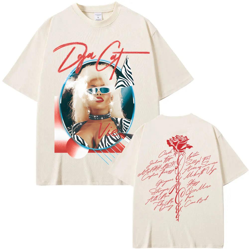 DOJA CAT UNISEX-ADULT DOJA CAT OFFICIAL TRACKLIST TEE Doja Cat Same As Official Website High Quality Tee-shirt Cotton Round Neck funny summer outfits