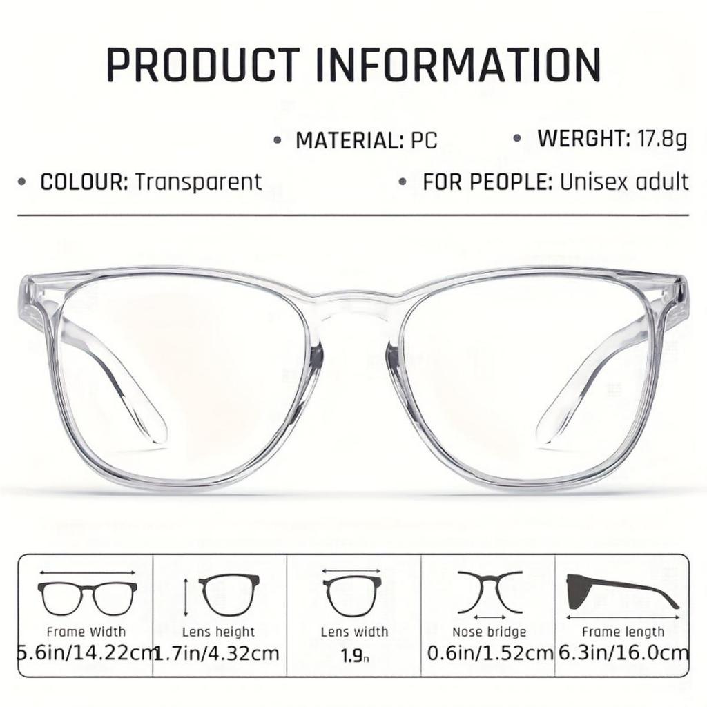 1 Pair Stylish Safety Glasses Clear Anti-Fog Anti-Scratch Anti-blue Protective Glasses For Men And Women Eyewear Accessories