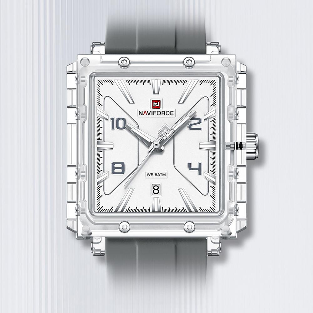 Naviforce Original Men Watch Lightweight Plastic Case Silicone Strap 50m Waterproof Luminous Pointer Square Men Fashion Casual Watch NF6112