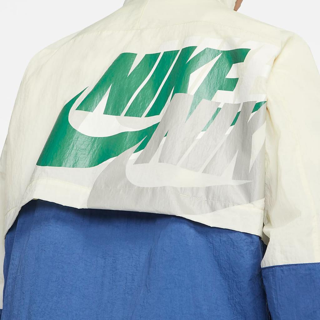 Nike Sportswear Lightweight Retro Colorblock Logo Print Woven Jacket Men Outerwear Beige Blue DV3313-244