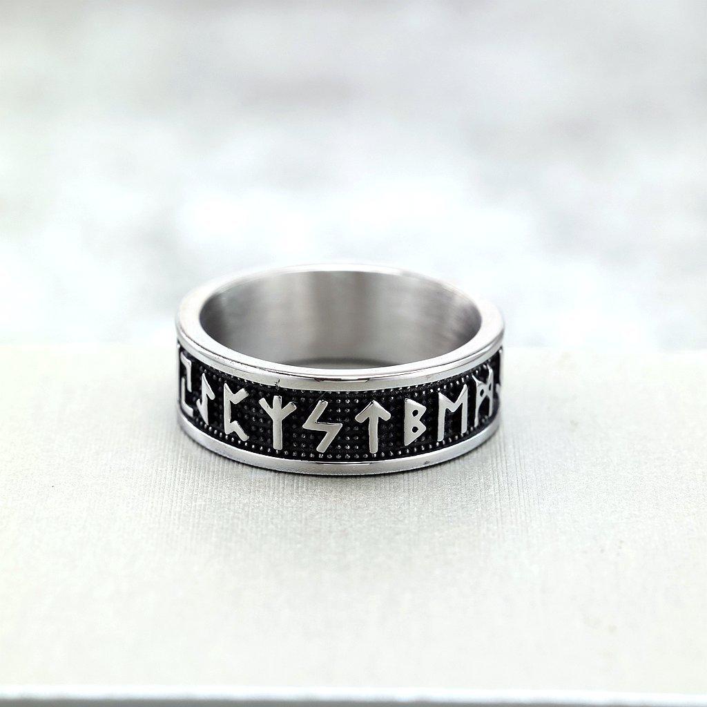 Anello Vikingo da Uomo in Acciaio Inossidabile Massiccio con Rune