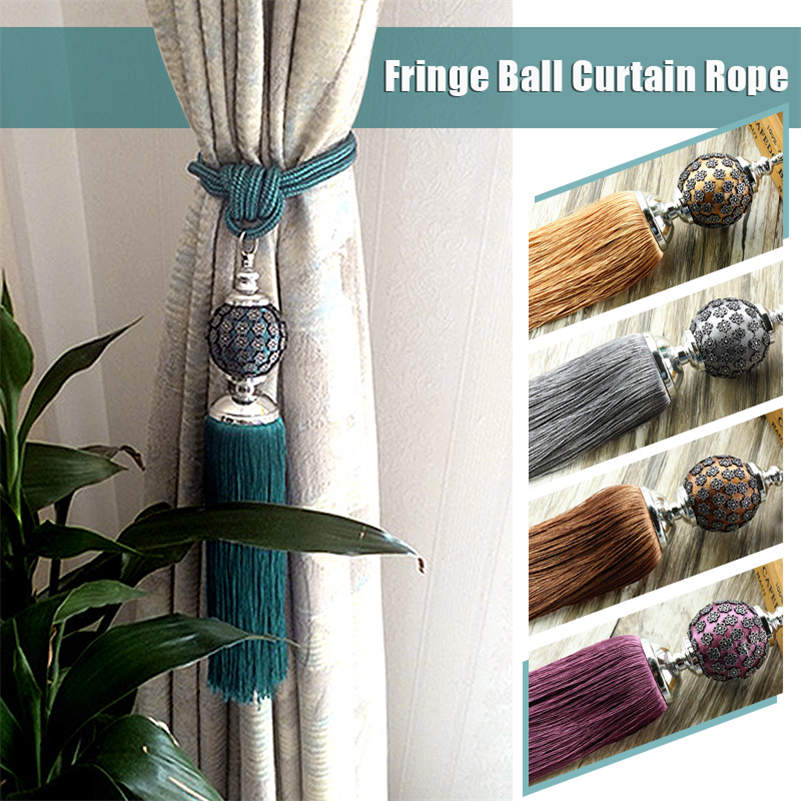 1 Pair Curtain Tassel Fringe Tiebacks Holdbacks Hanging Belt Ball Ropes Curtain Accessories