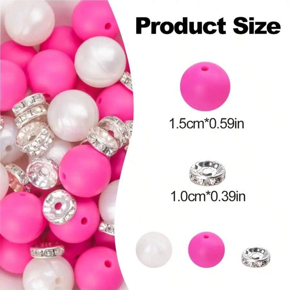 50/100PCS mixed silicone beads, 12mm/15mm DIY craft beads, suitable for keychains, bracelets, necklaces, and jewelry making