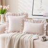 Girls Ins Style Pillow Case Velvet Ruffled Pillow Living Room Sofa Cushion Spring Simple Decoration Pillow